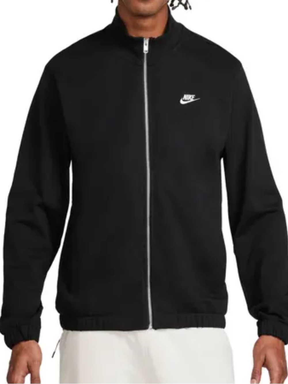 Nike Black Jacket with White Logo and Silver Zipper